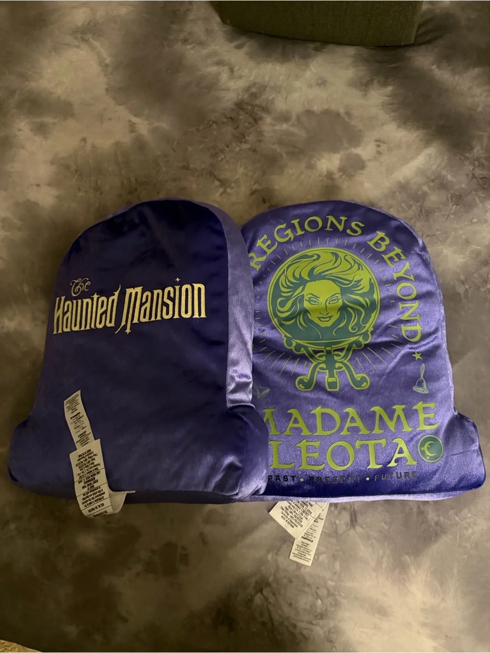 Disney The Haunted Mansion Madame Leota Purple and Lime Green Throw Pillow Pair
